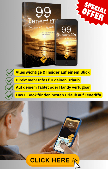 Teneriffa Erfahrungen - 99 Teneriffa Sehenswürdigkeiten - Das E-Book für den besten Urlaub auf Teneriffa. Zu sehen ist das E-Book als Cover und auf dem Smartphone als App.