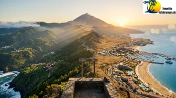 Teneriffa kompakt -Highlights, Strände und Outdoor Tipps - Zu sehen ist ein Ausschnitt von Teneriffa. Geteilt in Nor und Süd. Einmal das Anaga-Gebirge und dann die Strände im Süden der Insel