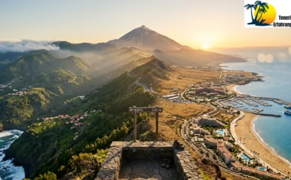 Teneriffa kompakt -Highlights, Strände und Outdoor Tipps - Zu sehen ist ein Ausschnitt von Teneriffa. Geteilt in Nor und Süd. Einmal das Anaga-Gebirge und dann die Strände im Süden der Insel